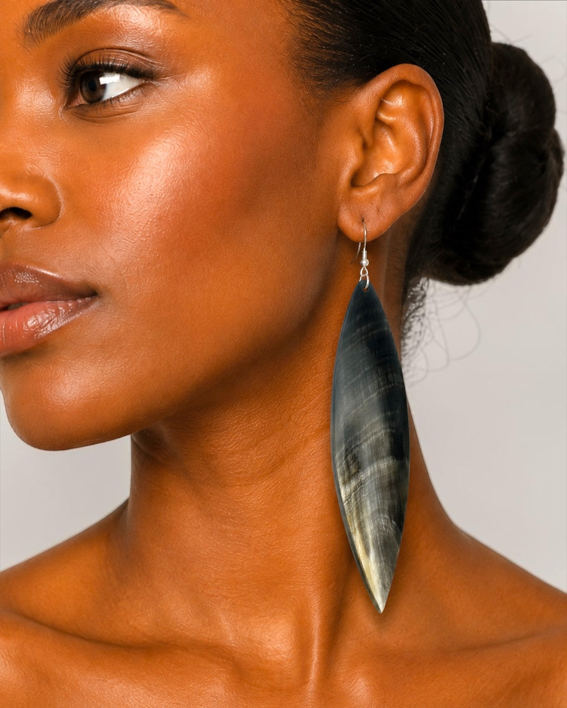 Long Buffalo Horn Drop Earrings – Handmade Natural Statement Jewellery Fatisha Boutique