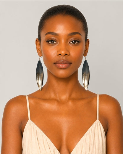 Long Buffalo Horn Drop Earrings – Handmade Natural Statement Jewellery