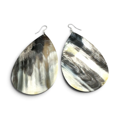Boucles d'oreilles pendantes faites main en corne de buffle – Boucles d'oreilles ethniques naturelles