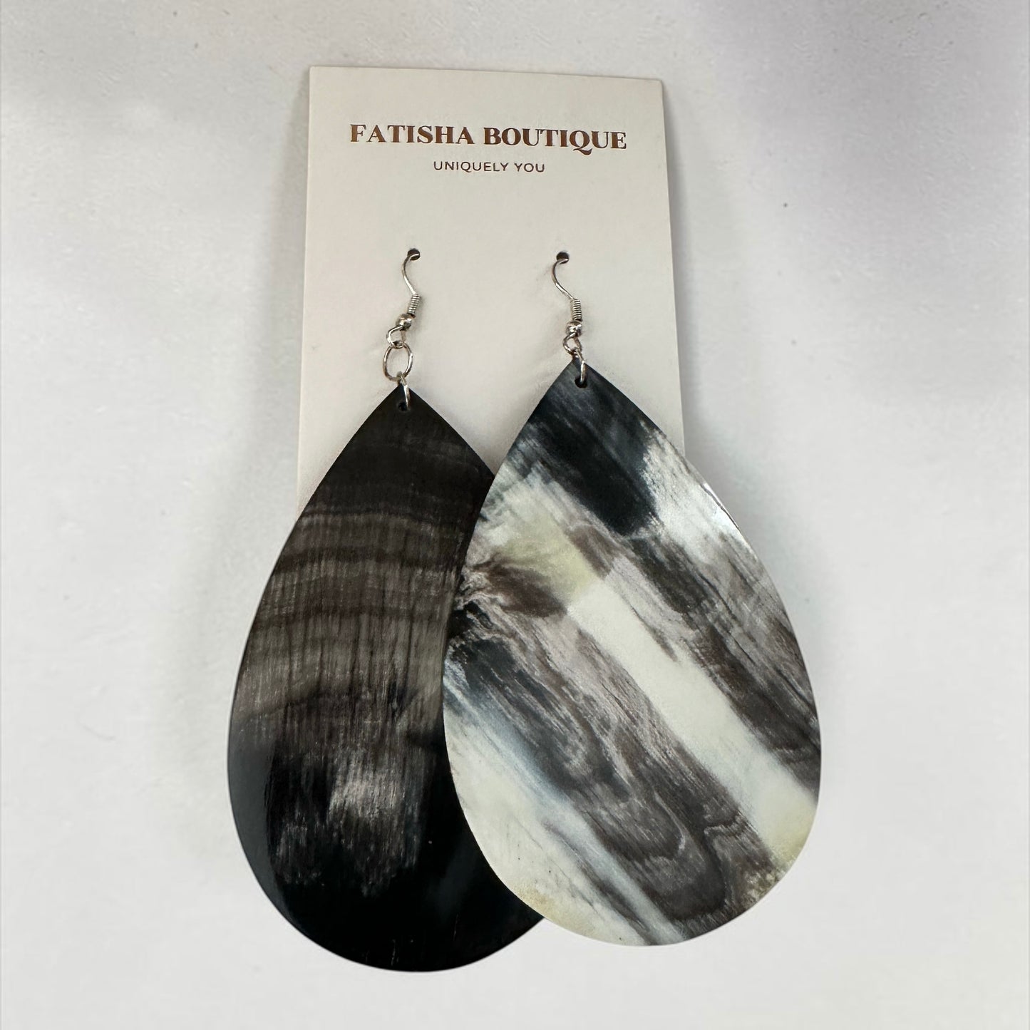 Boucles d'oreilles pendantes faites main en corne de buffle – Boucles d'oreilles ethniques naturelles Fatisha Boutique