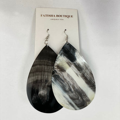 Boucles d'oreilles pendantes faites main en corne de buffle – Boucles d'oreilles ethniques naturelles