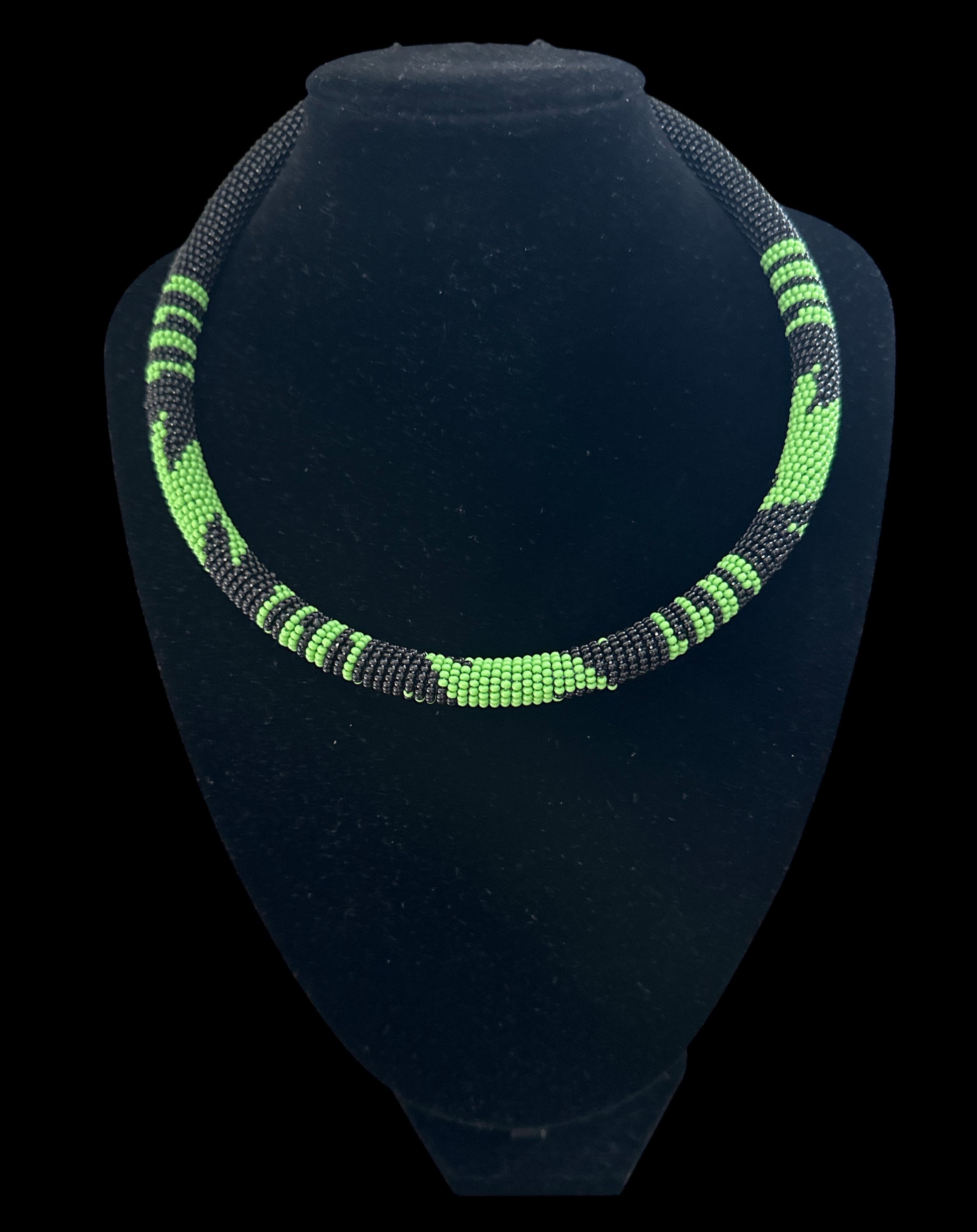 Maasai Beaded Rope Necklace – Handmade Black & Colour Block Statement - Fatisha Boutique