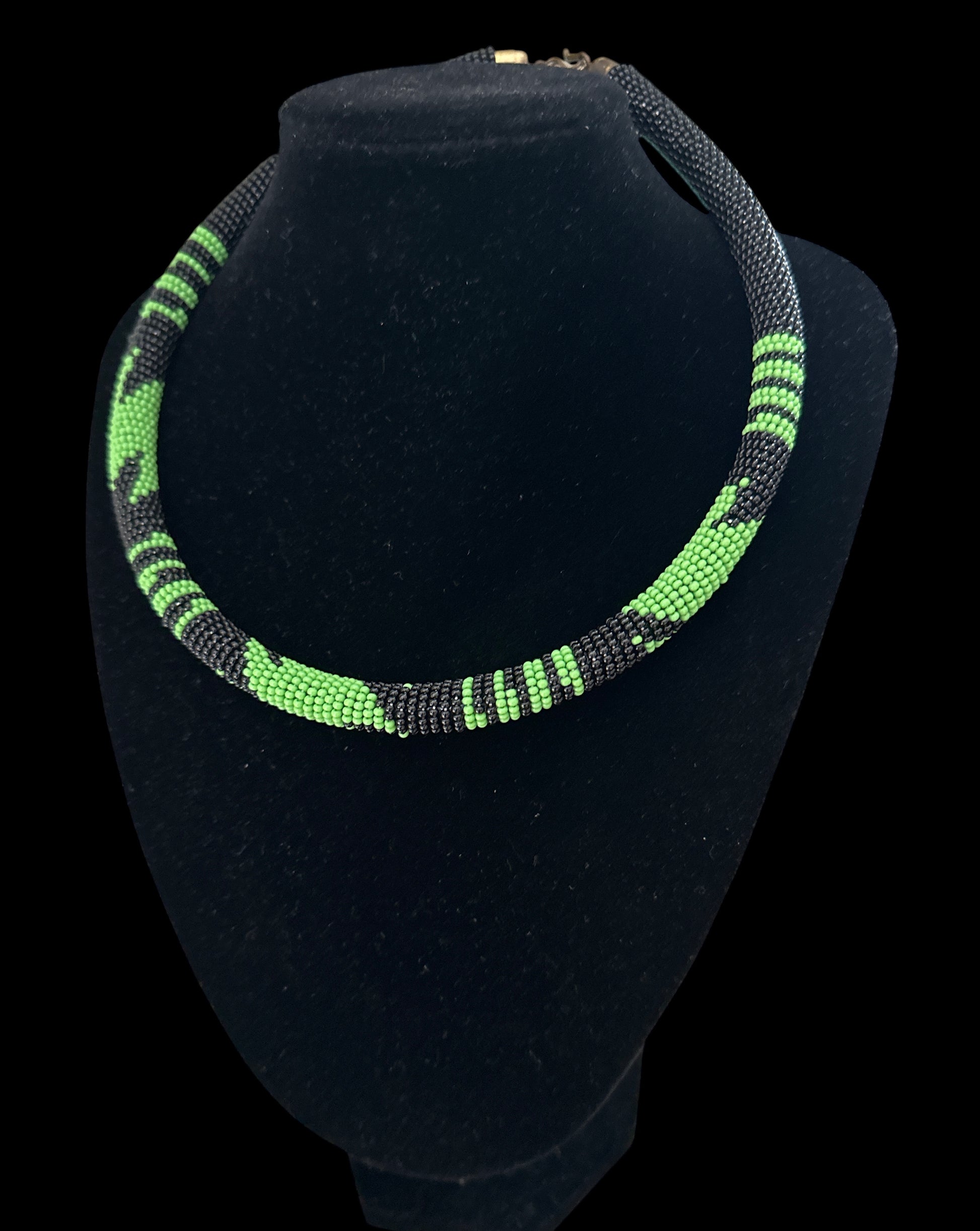 Maasai Beaded Rope Necklace – Handmade Black & Colour Block Statement - Fatisha Boutique