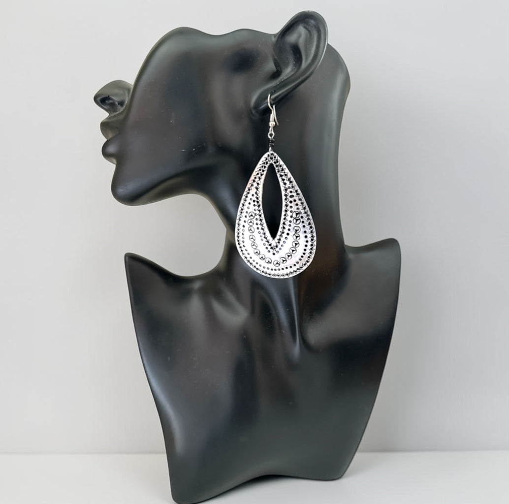 Engraved Brass Teardrop Earrings – Lightweight Statement Dangles - Fatisha Boutique Fatisha Boutique