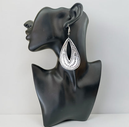 Engraved Brass Teardrop Earrings – Lightweight Statement Dangles - Fatisha Boutique
