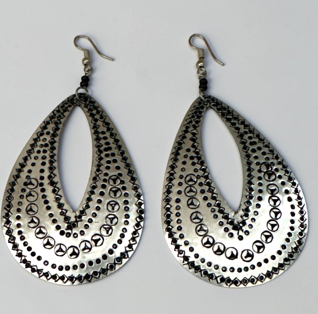 Engraved Brass Teardrop Earrings – Lightweight Statement Dangles - Fatisha Boutique Fatisha Boutique