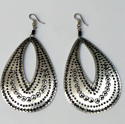 Engraved Brass Teardrop Earrings – Lightweight Statement Dangles - Fatisha Boutique
