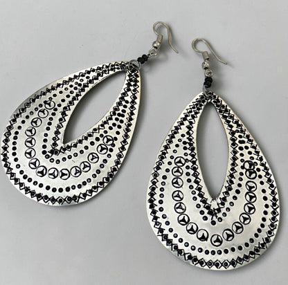 Engraved Brass Teardrop Earrings – Lightweight Statement Dangles - Fatisha Boutique
