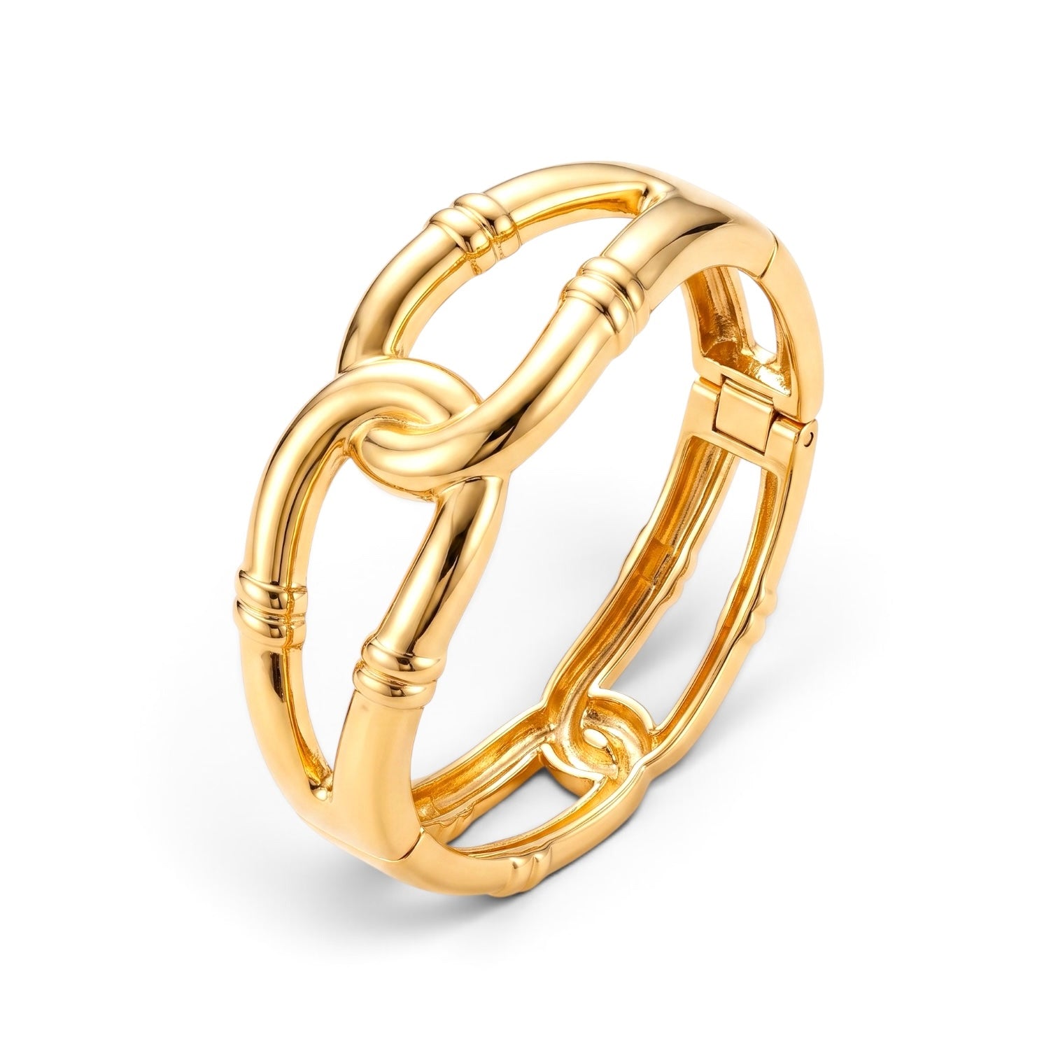 Chunky Gold Interlocking Link Statement Bangle Bracelet Cuff