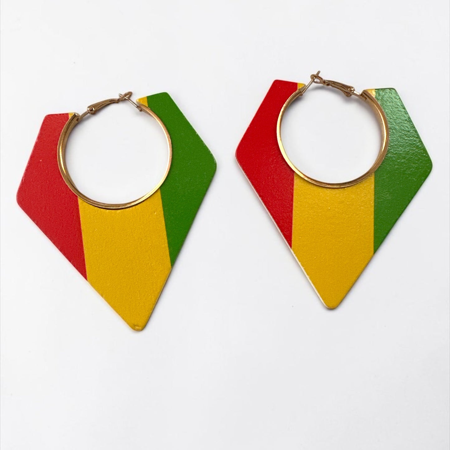 Rasta Colour Geometric Hoop Statement Earrings - Fatisha Boutique Fatisha Boutique