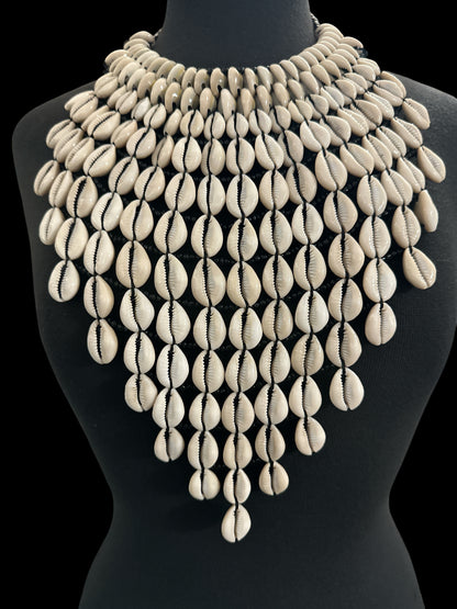 Cowrie Shell Collar Necklace, Handmade Statement Necklace - Fatisha Boutique