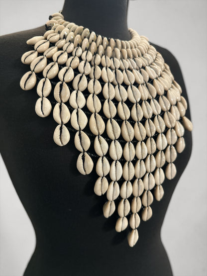 Cowrie Shell Collar Necklace, Handmade Statement Necklace - Fatisha Boutique