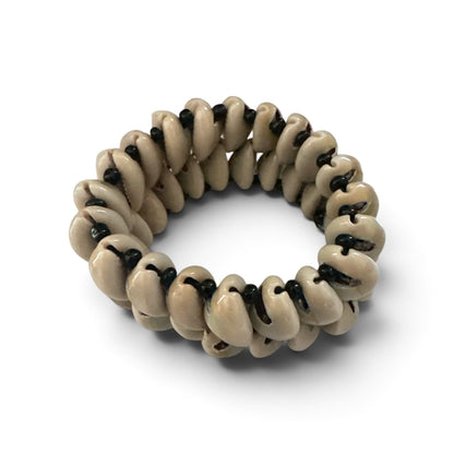 African Double Row Cowrie Shell Beaded Bracelet - Fatisha Boutique