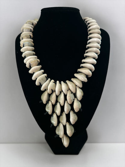 Handmade African Cowrie Shell Beaded Statement Necklace - Fatisha Boutique