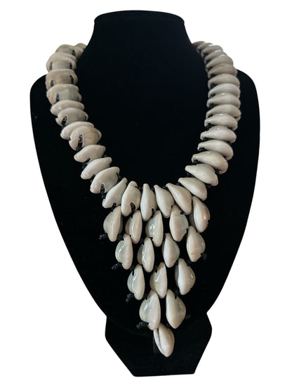Handmade African Cowrie Shell Beaded Statement Necklace - Fatisha Boutique