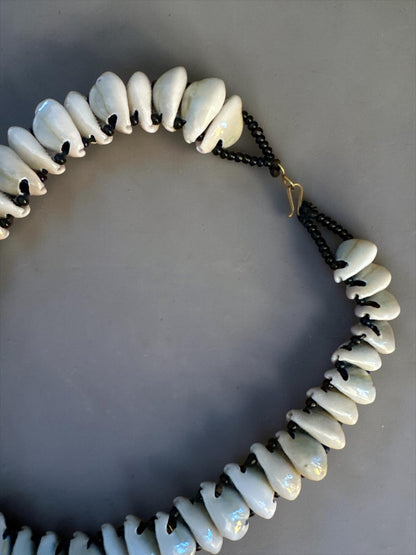 Handmade African Cowrie Shell Beaded Statement Necklace - Fatisha Boutique