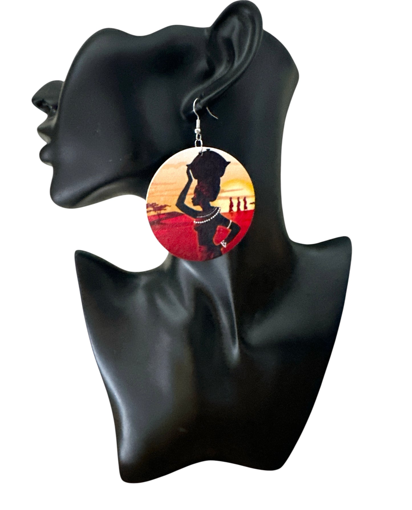 African Art Wooden Statement Earrings for Women - Fatisha Boutique Fatisha Boutique