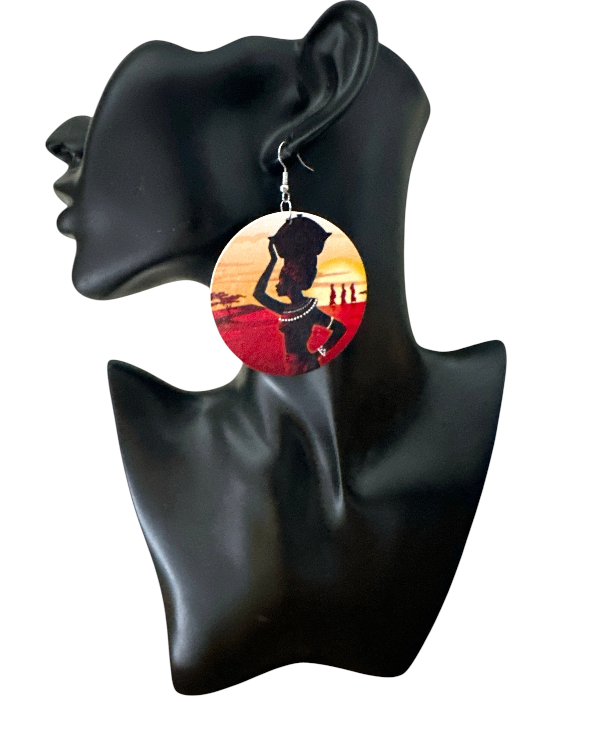 African Art Wooden Statement Earrings for Women - Fatisha Boutique