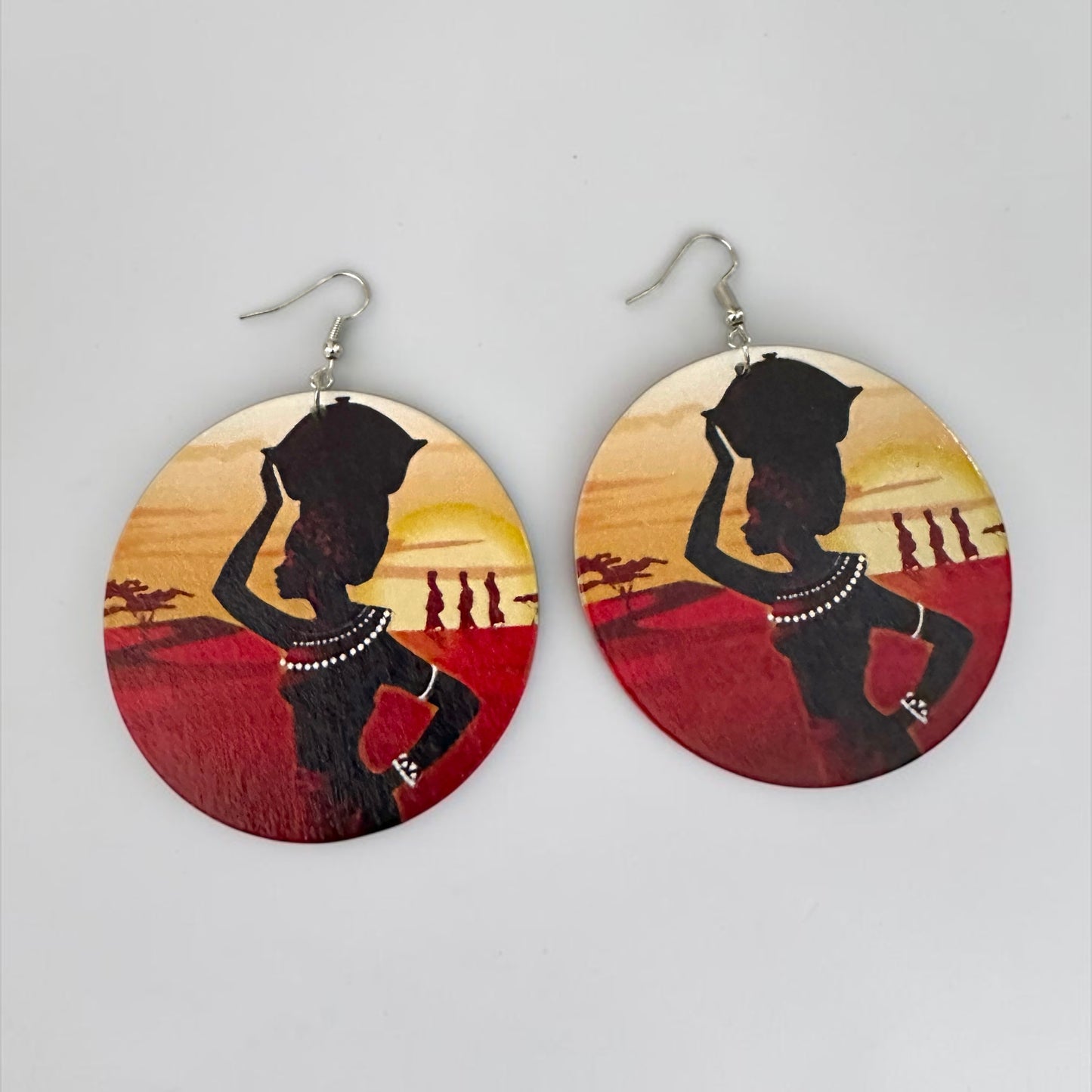 African Art Wooden Statement Earrings for Women - Fatisha Boutique Fatisha Boutique