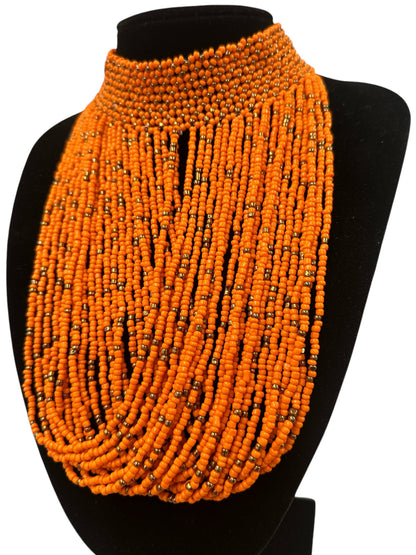 African Beaded Bib Necklace – Handmade Choker Statement Jewellery - Fatisha Boutique