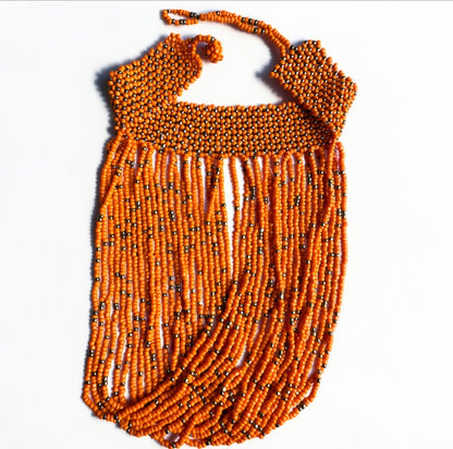 African Beaded Bib Necklace – Handmade Choker Statement Jewellery - Fatisha Boutique