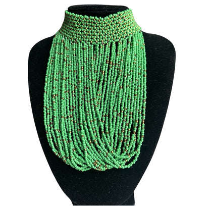African Beaded Bib Necklace – Handmade Choker Statement Jewellery - Fatisha Boutique