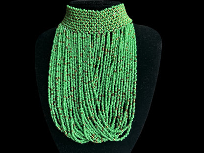 African Beaded Bib Necklace – Handmade Choker Statement Jewellery - Fatisha Boutique