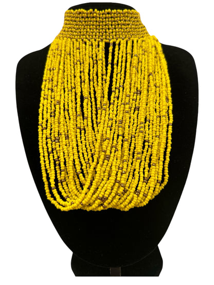 African Beaded Bib Necklace – Handmade Choker Statement Jewellery - Fatisha Boutique