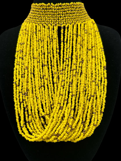 African Beaded Bib Necklace – Handmade Choker Statement Jewellery - Fatisha Boutique