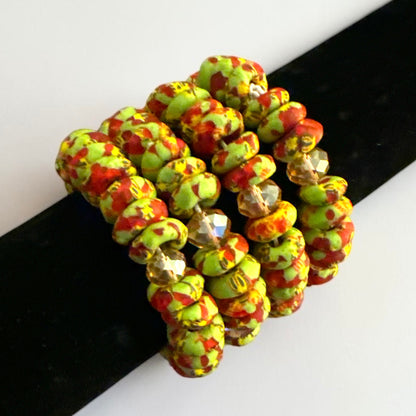 Handmade Green Krobo Bead Bracelet with Brass Clasp - Fatisha Boutique