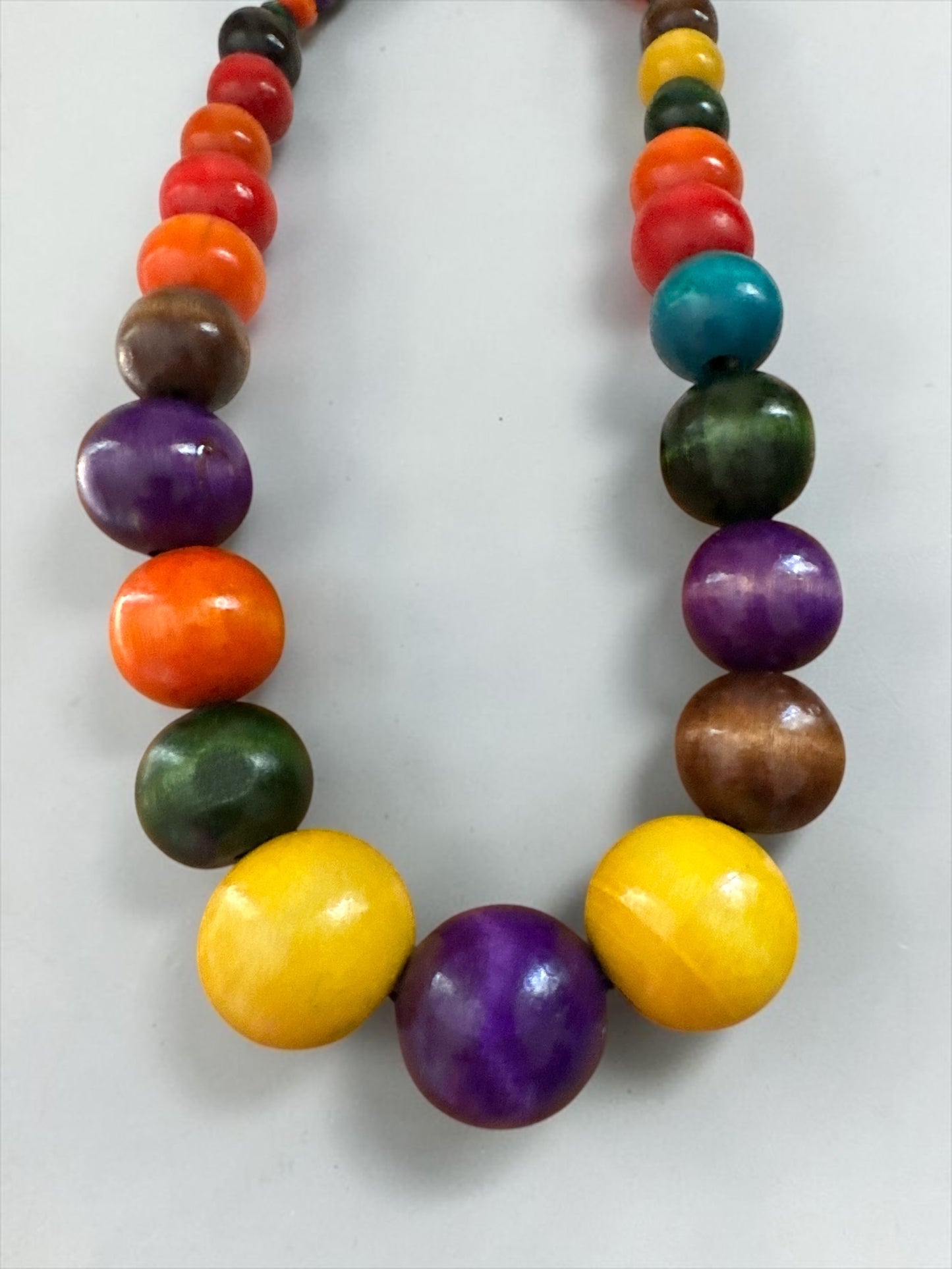 Chunky Multicolour Hand-Painted African Wooden Bead Statement Necklace - Fatisha Boutique Fatisha Boutique