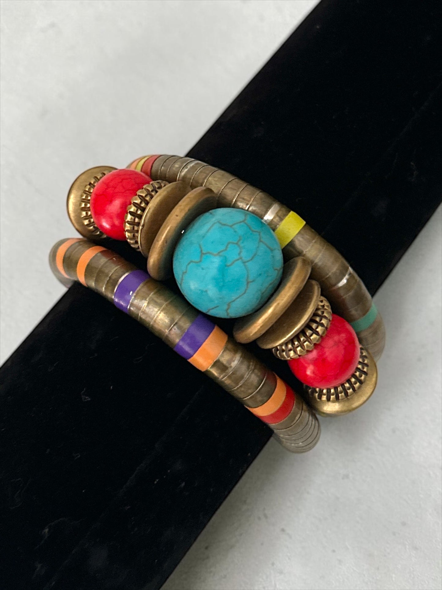 Bracelet manchette en perles de résine exotiques, style ethnique et tribal rétro Fatisha Boutique