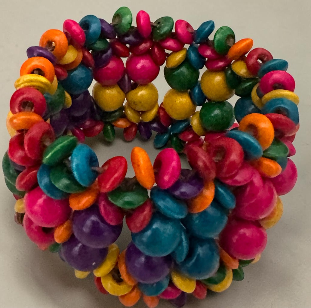 Multicolour Boho Wooden Bead Stretch Statement Bracelet Fatisha Boutique