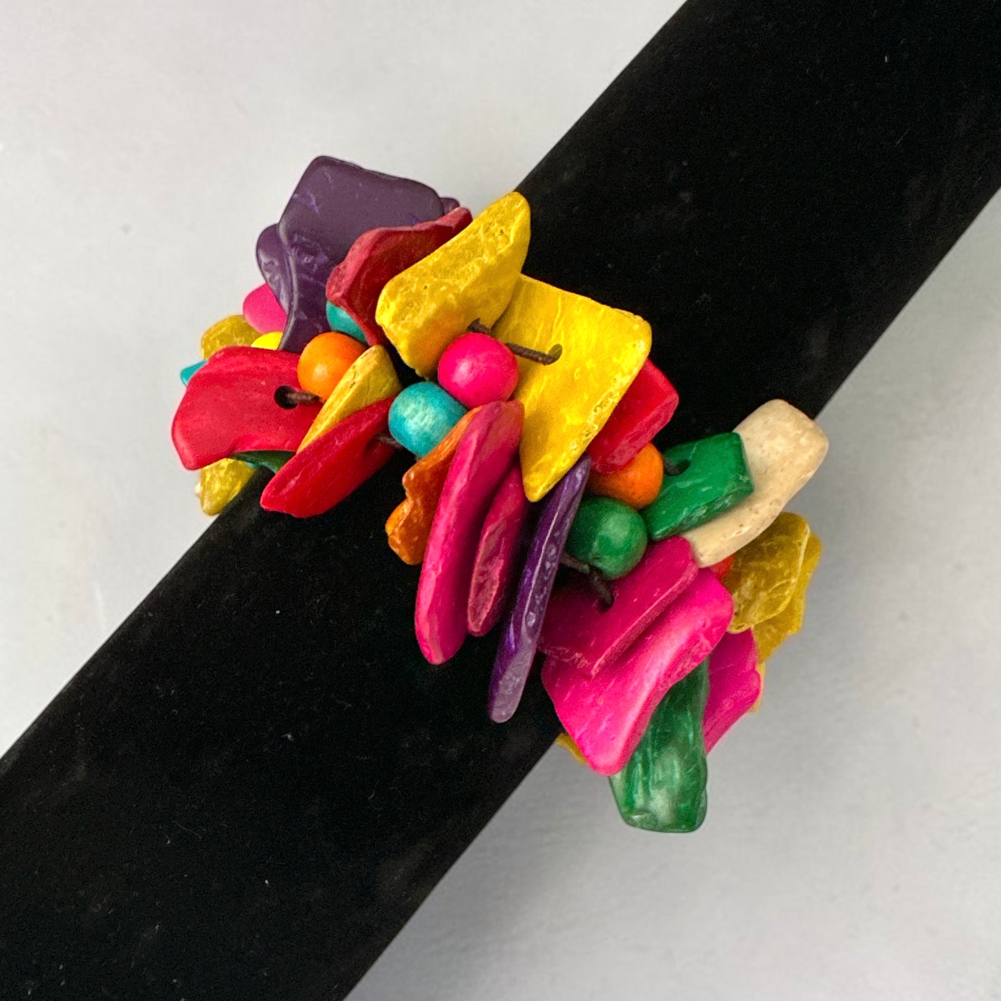 Multicolour Coconut Shell & Wood Bead Boho Bracelet