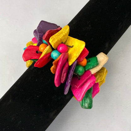 Multicolour Coconut Shell & Wood Bead Boho Bracelet