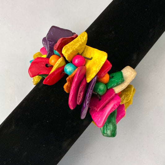 Multicolour Coconut Shell & Wood Bead Boho Bracelet - Fatisha Boutique