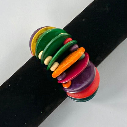 Multicolour Coconut Shell & Wooden Bead Bracelet
