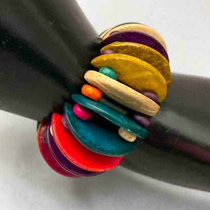 Multicolour Coconut Shell & Wooden Bead Bracelet