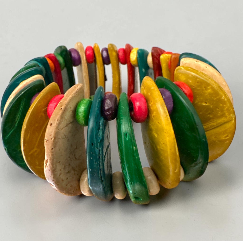 Multicolour Coconut Shell & Wooden Bead Bracelet Fatisha Boutique