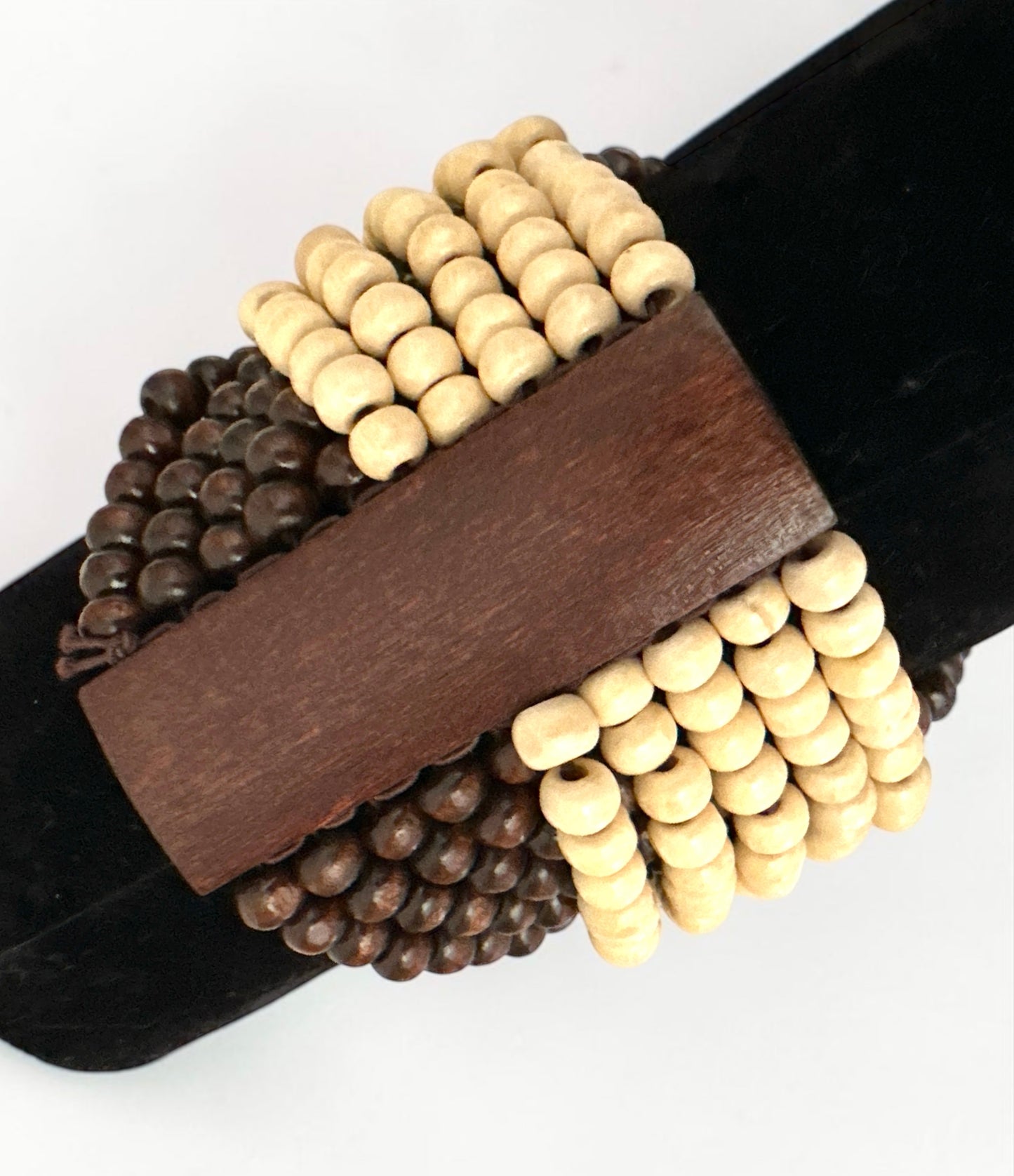 Cream & Brown Multi-Strand Wooden Bead Boho Bracelet - Fatisha Boutique Fatisha Boutique