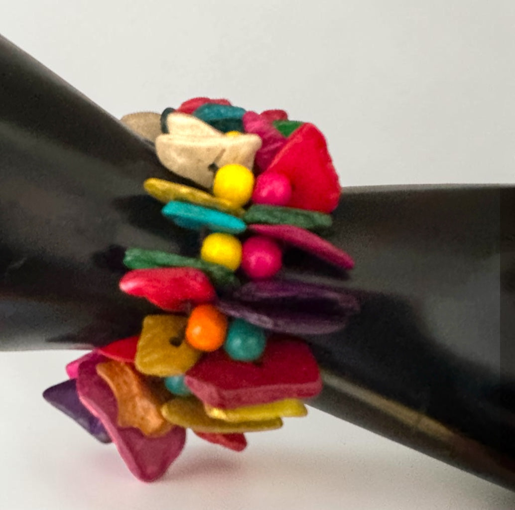 Multicolour Coconut Shell & Wood Bead Boho Bracelet Fatisha Boutique