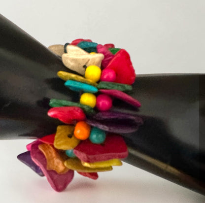 Multicolour Coconut Shell & Wood Bead Boho Bracelet