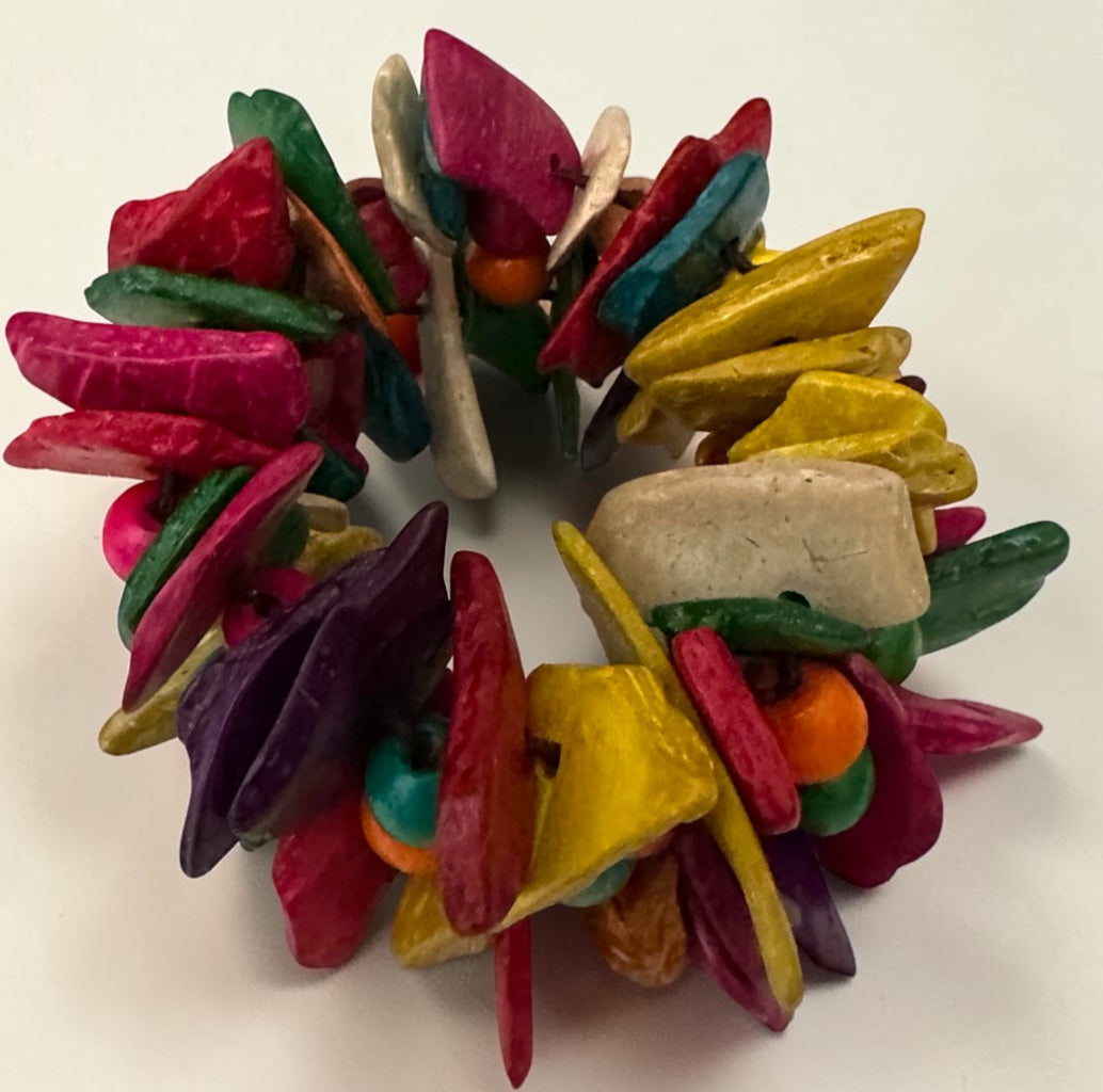 Multicolour Coconut Shell & Wood Bead Boho Bracelet Fatisha Boutique