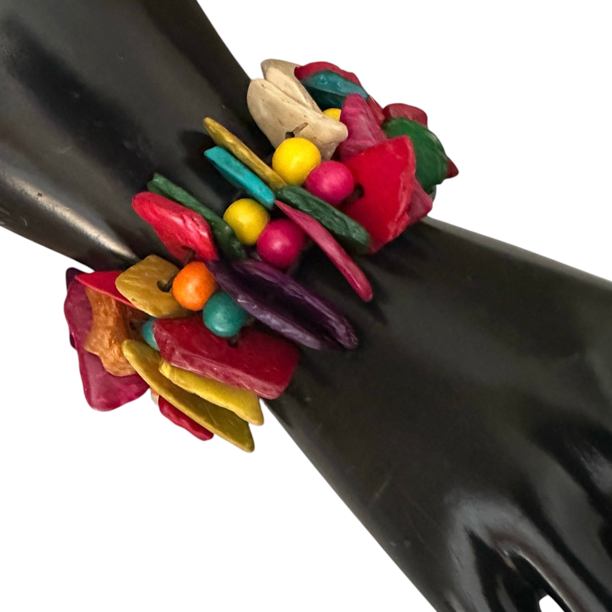 Multicolour Coconut Shell & Wood Bead Boho Bracelet