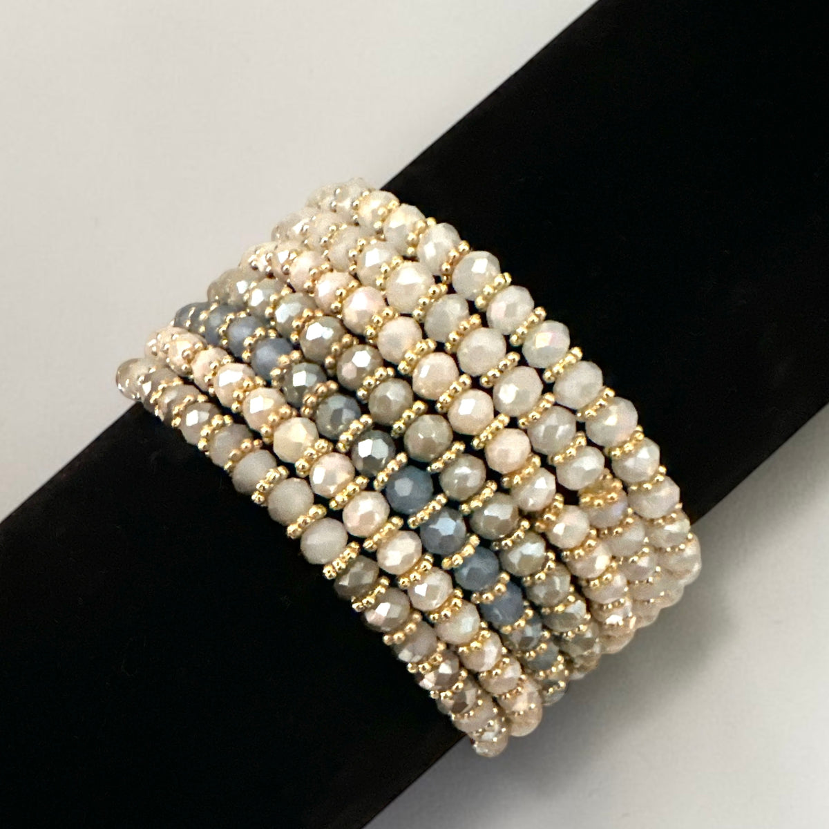 7-Piece Faceted Crystal Stretch Bracelet Stack — Statement Set - Fatisha Boutique Fatisha Boutique