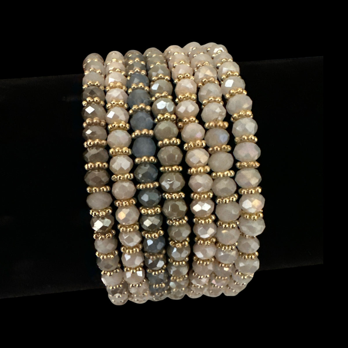 7-Piece Faceted Crystal Stretch Bracelet Stack — Statement Set - Fatisha Boutique Fatisha Boutique