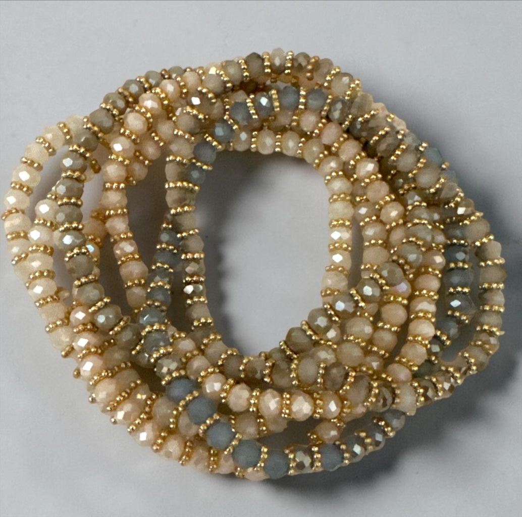 7-Piece Faceted Crystal Stretch Bracelet Stack — Statement Set - Fatisha Boutique