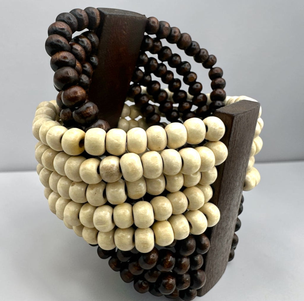 Cream & Brown Multi-Strand Wooden Bead Boho Bracelet - Fatisha Boutique Fatisha Boutique