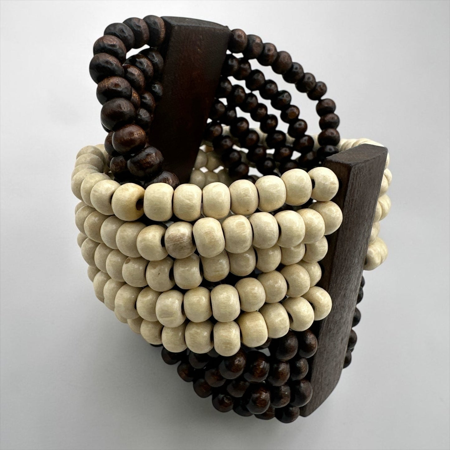 Cream & Brown Multi-Strand Wooden Bead Boho Bracelet - Fatisha Boutique Fatisha Boutique