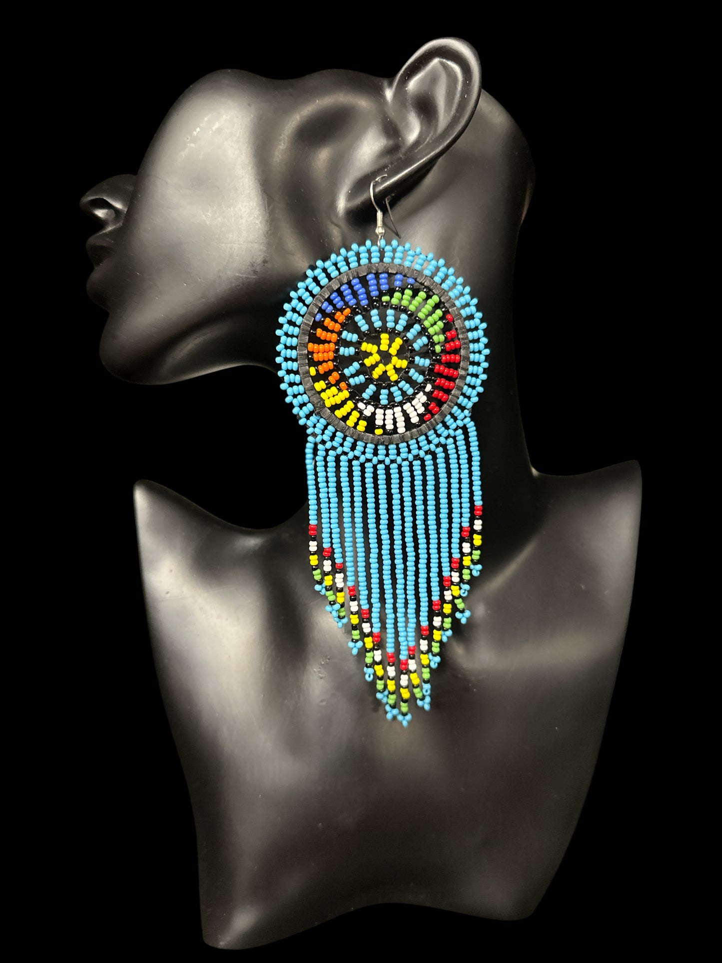 Maasai Beaded Statement Earrings – Handmade African Tassel Drop Earrings Fatisha Boutique